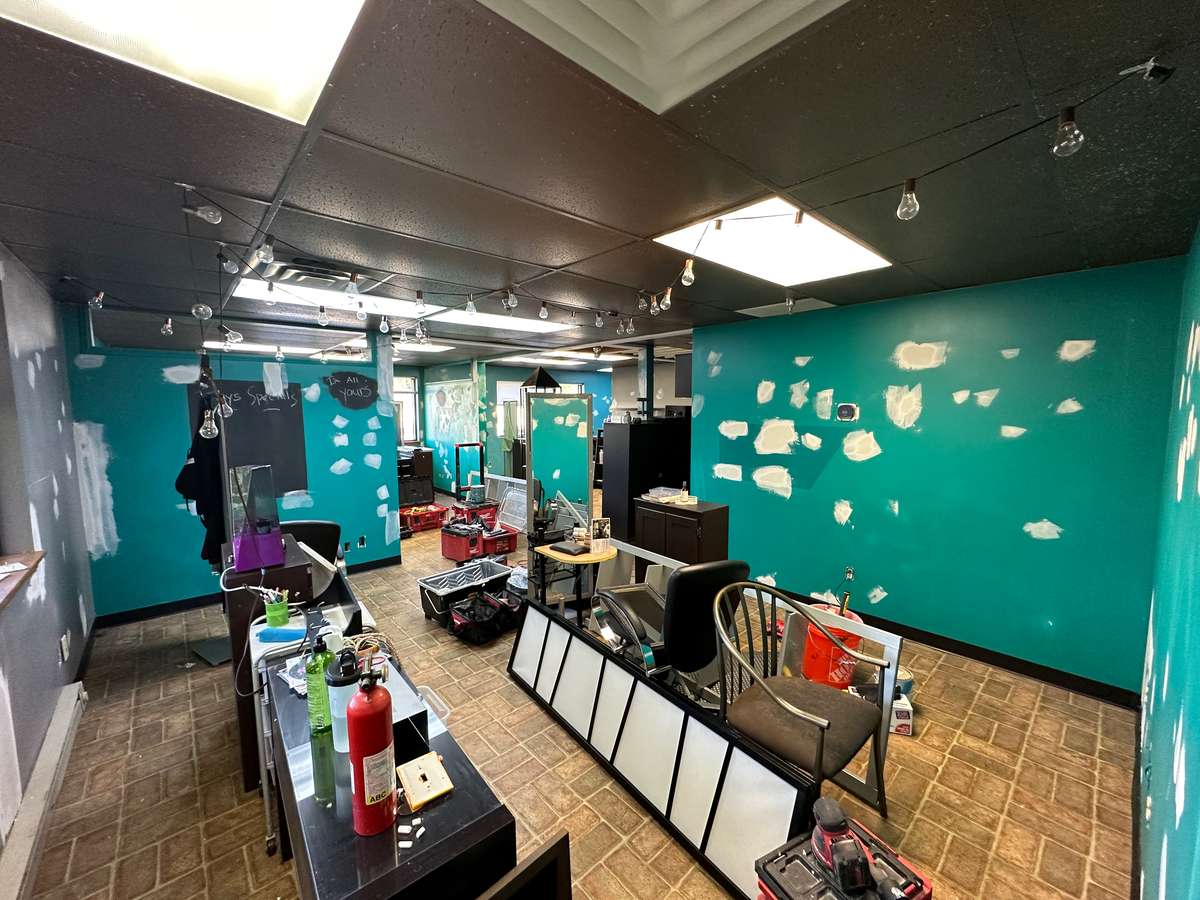 Salon interior before painting